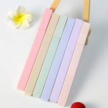 6/12pcs Random Color Muted Neon Highlighter Pens, Rich Color Vintage Style Bright Markers, Large Ink Capacity, Suitable For Students Back To School