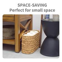 1pc Stylish Wicker Woven Toilet Paper Storage Large Capacity With Handles Sundries Storage Basket Household Bathroom Storage Basket - Multicolor - View 11