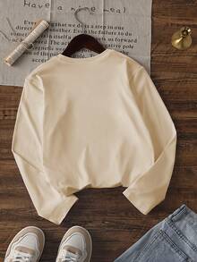 1pc Girls Casual Printed Crew Neck Long Sleeve T-Shirt, Autumn Student Young Clothing Top - This Eye-Catching T-Shirt Will Definitely Make The Kids Smile