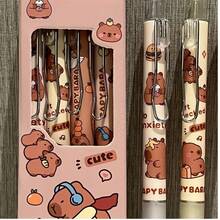 4pcs Capybara Gel Ink Rollerball Pens - 0.5mm Extra Fine Point Retractable Black Ink Pens - Cute And Fast Drying For Smooth Writing - Plastic Material With Anxiety Relief Design - Coffee Brown - View 3