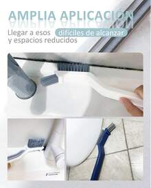 EstiloTendenciaCepillo Para BañO,2 Unidades Cepillo De Limpieza Multiusos Con Cerdas Duras Y Gancho - DiseñO En V Para Ranuras, BañO, Cocina, Ventanas, VehíCulos, Grifos, Inodoro Y PersianasCalidad PremiumVersióN Mejorada - 1 - Ver 7