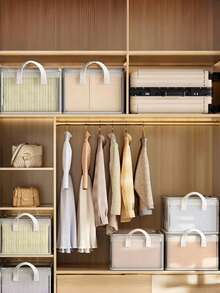 Transparent Christmas Wardrobe Storage Box, 2-In-1 Home & Dorm Clothes Storage Box, Clothing Storage Bag, Cubic Clothes Storage Box, Blanket Storage Basket, Storage Solution, Wardrobe Storage Box & Storage Container, Lidded PVC Storage Box, Foldable Dust-Proof Clothes & Pants Storage Box - Multicolor - View 10