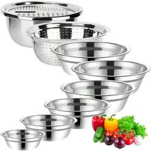 Bowls de cocina 9 Piezas, Bowl acero inoxidable, Boles Mezcladores para Ensalada, Cesta de Drenaje, ralladores, Apilables, para Hornear, Mezclar, Ensalada, almacenar alimentos, cocina accesorios - Pago - Ver 2