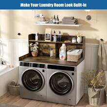 2-Tier Washer Dryer Countertop, Washer Dryer Countertop With Shelf 54" W X 27.5" D Laundry Countertop Washer And Dryer Topper With Non-Slip Pads Large Space For Folding Clothes Rust Brown