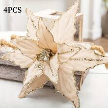 4/1 قطعة زهرة عيد الميلاد بطول 10.24 بوصة، أزهار اصطناعية من المخمل اللامع، نباتات مزيفة لتزيين شجرة عيد الميلاد والزينة الزفاف، ديكور المنزل في فصل الخريف، مثالية لتزيين الشجرة والمناسبات العطلات، ديكورات احتفالية أنيقة، تصميم معقد لديكور غرفة الشتاء