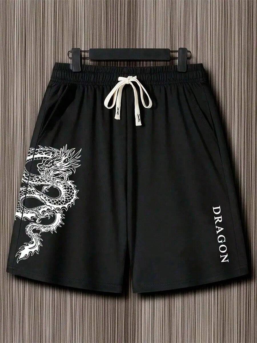 Premium Cotton Japanese Dragon Bermuda Shorts Ideal For Those Seeking Style And Comfort - Black - View 1