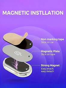 7-Color Magnetic Car Interior Atmosphere Lights Wireless, Mini USB C Rechargeable Car LED Lights, Interior With 6 Bright LED Beads Car Audio Control Lights Are Suitable For Car Decoration, Home Life, Party Decoration Night Lights.