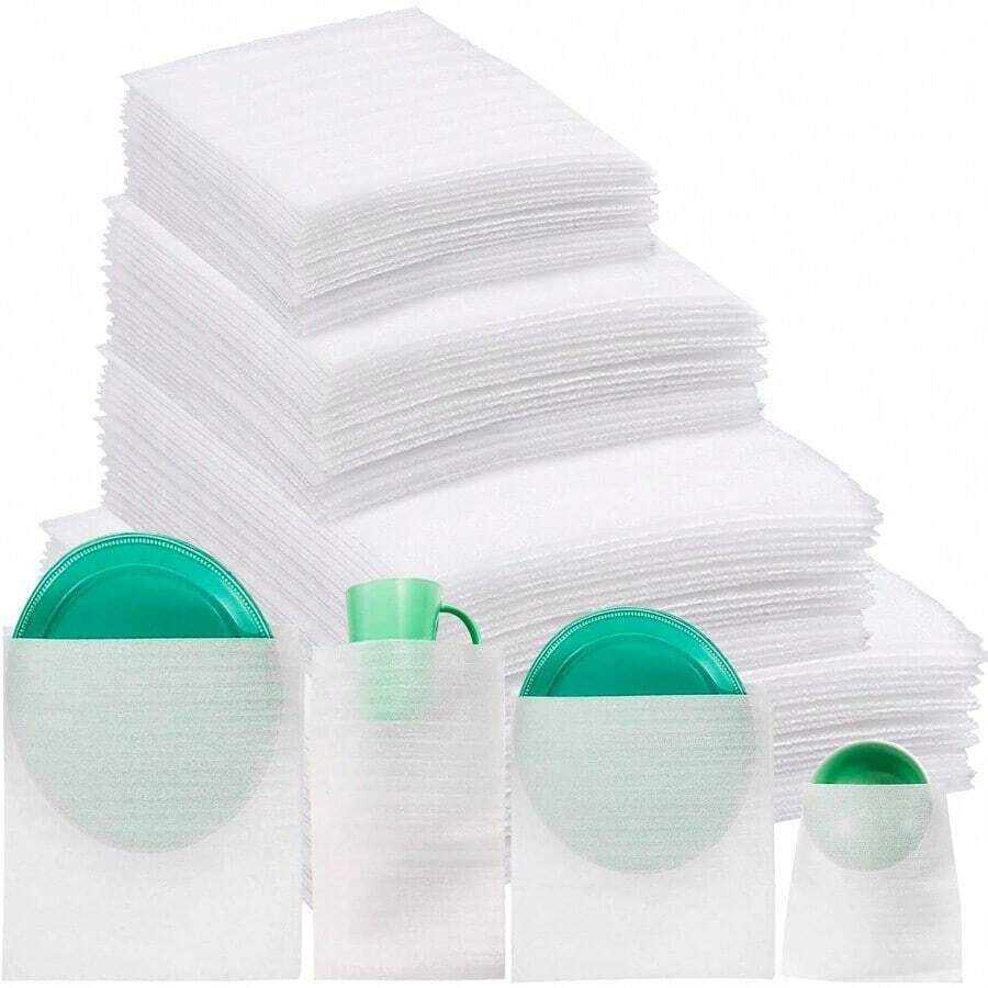 80pcs White Foam Packaging Bag (4 Sizes), Bubble Wrap For Moving, Shockproof, Reusable, Protective Storage Supplies, Durable Foam Bags, Used For  Buffer Packaging Of Tableware, Furniture, Glasses, Plates, Cups - 80pcs - View 1