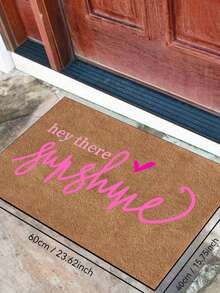 1pc "Hey There Sunshine" Cheerful Doormat - Non-Slip Rubber Backing, Machine Washable Lightweight Entryway Mat With Pink Heart Design, 24"X16" & 30"X18" Sizes For Spring Summer Outdoor Decor, Easter Mother's Day Father's Day Home Decor, Floor Mats For HomeChristmas Decor Kitchen Rug