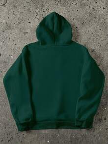 Men's Hoodie, New Autumn/Winter Street Fashion Element Print Thermal Lined Hooded Sweatshirt, Long Sleeve Top - Green - View 5