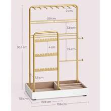 Expositor de Joyas, Soporte para Joyas, Organizador de Joyas, Bandeja de Terciopelo, Dorado MJJS021A01V1 - inicial - Ver 5