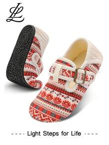 Leisfit Women's Autumn And Winter Velvet Flat Shoes, Comfortable And Breathable Round Toe Casual Shoes, Low Cut Adjustable Soft Soled Warm Home Casual Shoes, Suitable As Gifts For Wives And Mothers - Beige - View 2