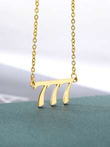 Colier din oțel inoxidabil 111 444 777 cu număr de înger pentru cupluri de femei, coliere anti-decolorare placate cu aur de 18k, bijuterii de aur pentru nunți, accesorii norocoase, cadouri