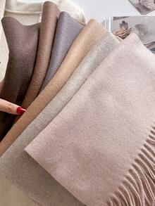 1 件咖啡羊毛女士冬季围巾丝滑柔软羊绒披肩和披肩适合婚礼和礼物晚礼服旅行办公室大号纯色流苏围巾休闲配饰女士 - DFZ038 - 查看 12