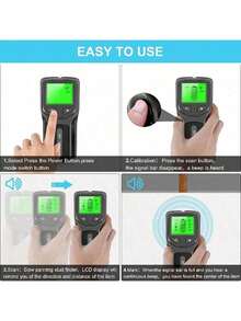 五合一墙体探测仪和墙体扫描仪 | 便携式电子探测器，带液晶显示屏 | 多种颜色可选 | 可探测木材、金属和带电交流电线 | 无需组装，可探测木质墙体龙骨 | 便携式探测器 | 耐用塑料外壳，墙体探测仪/墙体扫描仪 - 不含电池