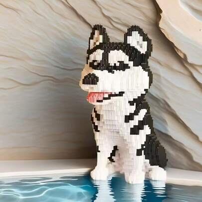 4,510 块可爱哈士奇 DIY 积木模型，专为青少年和成人设计的创意益智积木，成人益智玩具，家居装饰，生日礼物，圣诞礼物