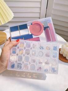 56格/4格珠宝盒，便携式可拆卸收纳盒，DIY收纳盒，带盖桌面收纳盒，药丸/药品收纳盒，透明塑料收纳盒，适用于戒指、耳环、项链、美甲饰品、电子元件，多功能收纳盒