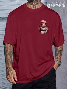 Shirt Oversized Streetwear Angel Money Dollar Cupid Angel Drawing Printed Anime REF 7177 FLUXOGEEK - 紫紅色 - 查看 2