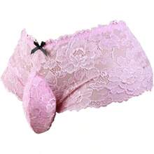 Men's Soft Lace Pouch Briefs - Breathable & Supportive Underwear - Pink - View 1