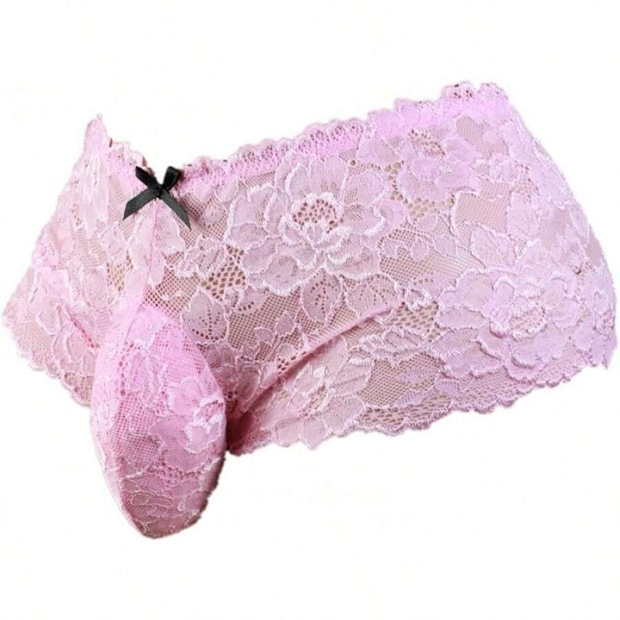Men's Soft Lace Pouch Briefs - Breathable & Supportive Underwear - Pink - View 1