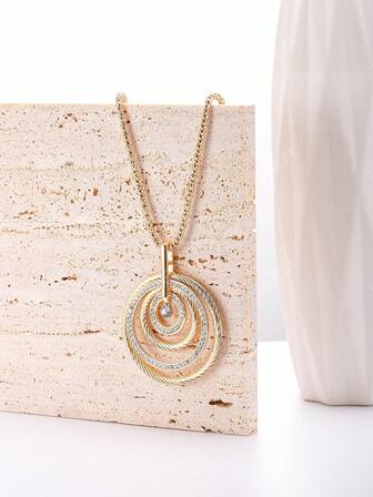 1 件时尚不锈钢吊坠长项链女士毛衣链珠宝生日礼物