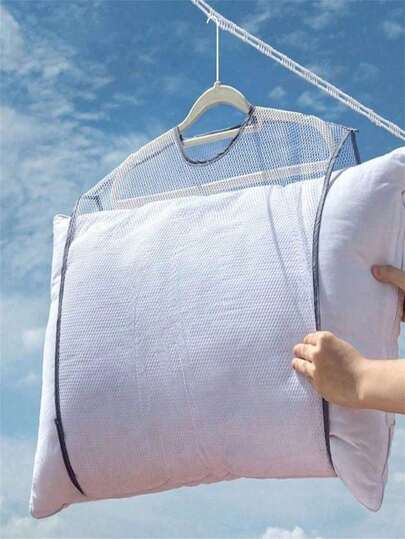 1pc/3pcs Polyester Pillow Drying Net, Foldable Pillow Drying Rack, Laundry Drying Net Bag For Toys, Home Balcony Clothes Drying Rack(No Hanger)