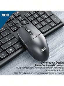 AOC Bộ bàn phím và chuột văn phòng hiệu suất cao KM151: Bàn phím chống nước bắn, Đèn nền hỗn hợp có thể điều chỉnh, Cảm giác chuột chống trượt, Tương thích với nhiều thiết bị và Chức năng toàn diện. Màu trắng - trắng - Xem 3