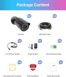 ZOSI 4 Pack 1080p Wired Home Security Cameras With Audio Recording, Built-In Microphone, 2MP 1920TVL HD-TVI Outdoor Indoor CCTV Cameras With 120ft IR Night Vision IP66 Weatherproof - 查看 9