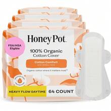 The Honey Pot Company - Sanitary Pads For Women - Non-Herbal Overnight W/Wings - Organic Cotton Cover, & Ultra-Absorbent Pulp Core - Feminine Care - 12 Ct - 64 chiếc (Gói 1 chiếc) - Xem 1