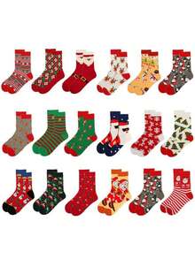 1 Pair/10 Pairs/20 Pairs/30 Pairs Autumn And Winter Random Christmas Santa Claus Reindeer Snowflake Christmas Tree Christmas Holiday Limited Edition Christmas Party Dressing Christmas Gifts Exchange Cute, Interesting, Fashionable Socks For Boys And Girls Campus Parties Home Dressing Soft, Skin Friendly, Comfortable And Warm Men And Women Crew Socks