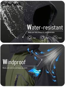 Cavva Men's Winter Thermal Lined Jacket Water Resistant Windproof Warm Multi-Pockets Skiing Coat Hiking Camping Climbing, Skiing