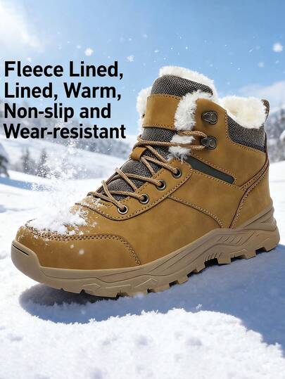 1 par (tallas 39-48) de botas de nieve negras de PU para mujer, forradas térmicamente y con aislamiento grueso. Nuevo estilo de otoño e invierno, se pueden usar en interiores como el hogar u oficina, y también son adecuadas para actividades al aire libre como senderismo, montañismo, todoterreno y otras.