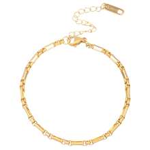 1 pieza Brazalete de cadena de acero inoxidable chapado en oro de 18K con diseño minimalista y elegante, accesorio de joyería ajustable para mujeres, adecuado para fiestas de cumpleaños, regalo para ocasiones especiales