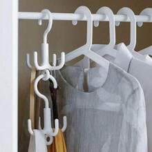 1pc Rotating 4 Hooks Plastic Wall Hanger Organizer, No Drill Multifunctional Rack For Belts, Ties, Underwear, Bags, Scarves,Clothing, Storage Hook
