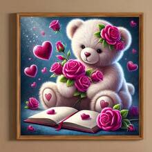 Bộ dụng cụ làm tranh đính đá 1 mảnh với thiết kế hình gấu, Bộ dụng cụ làm tranh đính đá 5D dành cho người lớn và người mới bắt đầu, Bộ dụng cụ làm tranh đính đá tự làm để trang trí tường nhà, Quà tặng nhỏ thủ công, Quà tặng ngày lễ - Nhiều màu - Xem 3