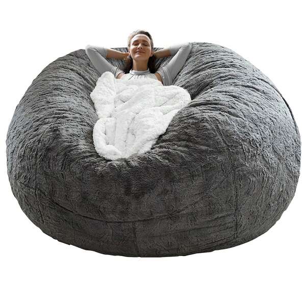 Big Round Soft Fluffy PV Velvet Sofa Bed Cover, Living Room Furniture Cover,Bean Bag Chair Cover(It Was Only A Cover, Not A Full Bean Bag) Chair Cushion