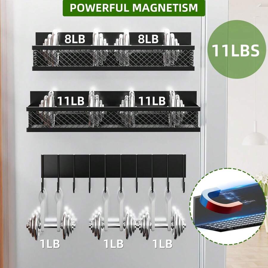 Magnetic Spice Rack Refrigerator, 3 Pack Magnetic Shelf Refrigerator, Movable Magnetic Basket Is Used Side Storage In Ovens, Microwaves, Or Washing Machines - trắng - Xem 1