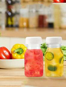 1/6/10 Stück Kunststoff Saftflaschen mit weißen Deckeln, auslaufsichere klare Kunststoff Saftflaschen - perfekt für Smoothies, Milch & selbstgemachte Getränke - Entsaftungsbehälter Wasserflasche für Outdoor für Sport, für den Kühlschrank, wiederverwendbare Entsaftungsflaschen, Smoothie Flasche, leere Kunststoff Saftflaschen, Getränkebehälter mit Deckel, leere Milchflaschen Kunststoff Smoothie Trinkflaschen (Mehrere Größen: 120ML/250ML/450ML/250ml/350ml)