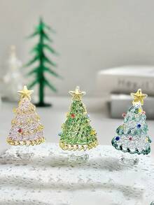 1pc Colorful Mini Crystal Christmas Tree Crafts Decoration,For Christmas Miniature Scene Decor,Mini Tabletop Decor,Car Center Console Decoration,Christmas Home Decor,Parties Atmophere Decor,Festival Christmas/Thanksgiving/New Year Gift,Christmas Stocking Fillers,Office Desk Decor,Pink Christmas Decorations,Christmas Table Decoration,Stocking Fillers