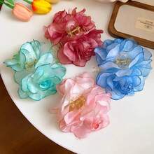 1个玫瑰花发夹，波西米亚风慵懒发夹，波西米亚风格发髻配饰，优雅气质，适合户外及日常佩戴，冬季发饰，优雅发夹，女士发饰，夏季海滩度假发夹 - 彩色 - 查看 3