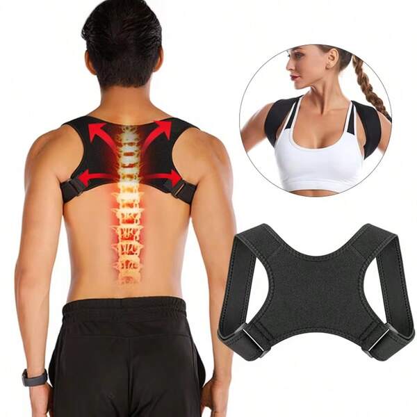 1pc 2025 Comfortable Posture Corrector For Men And Women - Adjustable Back Support, Hand Wash Only.High Quality Corrector For Men And Women - Copper Infused Upper Back Spine, Neck, Shoulder & Clavicle Brace - Adjustable & Breathable For Bad Posture, Slumping