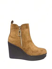 TULIPANO Comfortable And Elegant Women's Ankle Boots For Autumn And Winter, Low And Short Boots Ideal For Everyday Use, Casual Style Women's Ankle Boots Perfect For Any Occasion And Outfit - 駝色 - 查看 14