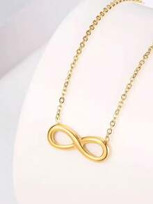 TONSI 1 件优雅简约 8 字形不锈钢 18K 镀金项链，简约百搭吊坠项链适合日常佩戴、约会、送给朋友、家人、生日的礼物