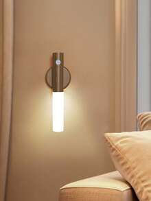 1 Stück imitierter Holzmaserung Sensor-Nachtlicht für den menschlichen Körper, LED wiederaufladbare Wandleuchte für den Flur, Bewegungssensor-Licht, USB-betrieben, geeignet für Badezimmer, Toilette und Flure