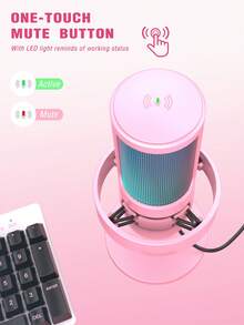 Micrófono de juego AmpliGame, micrófono USB para PC para transmisión en vivo, podcasts, grabación, micrófono de condensador de escritorio de computadora, con control RGB, botón de silencio, conector para auriculares, filtro antipop, soporte - FIFINE A8 Rosa - Rosa - Ver 4