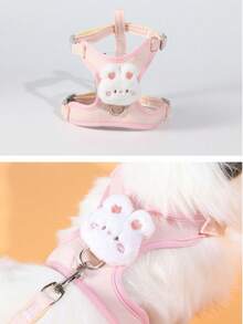 可爱卡通猫狗胸背带牵引套装，透气可调节宠物胸带，适用于训练和遛小型犬，小型/中型犬猫必备宠物用品 - 彩色 - 查看 10