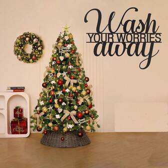 1 件“洗去烦恼”圣诞节励志金属标牌，黑色现代农舍墙壁装饰，适用于家庭、户外、花园、浴室、房间装饰