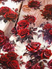 1 Pack Of Rose Flower Notebook Stickers, Retro Creative Aesthetic Stickers, Holiday Gifts, DIY Decorative Collage Handmade Materials, Personalized Scrapbook School Stationery Supplies Fantasy Theme, Asymmetrical Shape, Floral Decoration