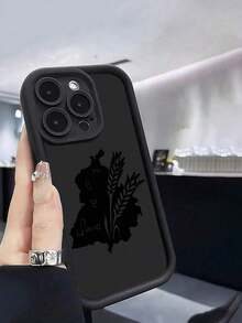 1pc Creative Cool Black Leaf Map Pattern Phone Case, IMD Shock-Proof Anti-Slip Protective Cover, Compatible With IPhone 16/11/13/15/15 Plus/15 Pro/15 Pro Max/12/14 Pro Max/11 Pro Max/12 Pro/12 Pro Max/13 Pro/13 Pro Max/14 Pro/14 Plus, Galaxy/Redmi/Oppo/Vivo/Infinix - Black - View 2