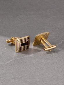 1 Pair Classic Black Enamel Gold/Silver Plated Cufflinks For Men